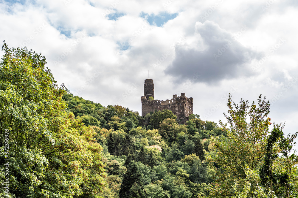 Panorama of the Castle Maus, Germany Rhine River Valley