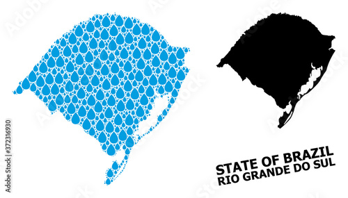 Vector Collage Map of Rio Grande Do Sul State of Liquid Drops and Solid Map
