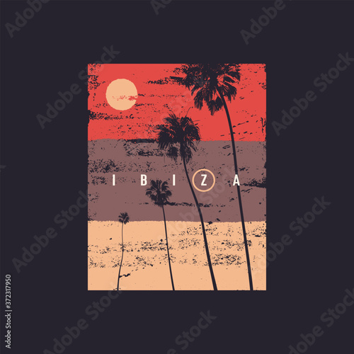 Ibiza t-shirt vector design, poster, print, template.