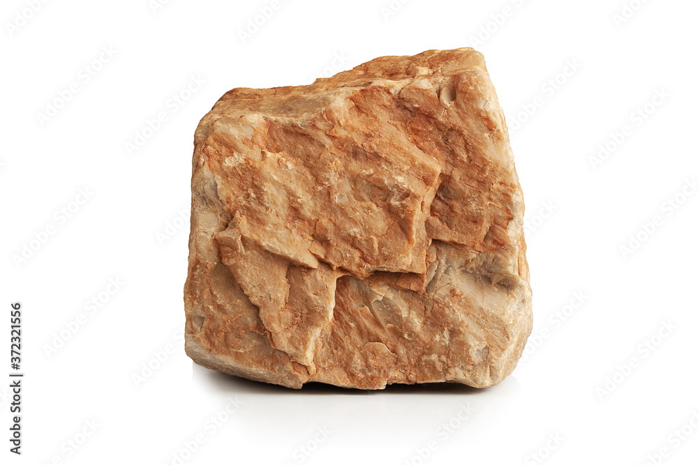 a rough piece of light stone on a white background a rough piece of light stone on a white background