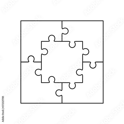 Jigsaw puzzle blank simple vector of five pieces