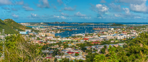 A view looking down on Philipsburg, St Maarten