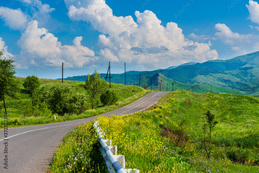 Beautiful landscape with road and mountains, Armenia