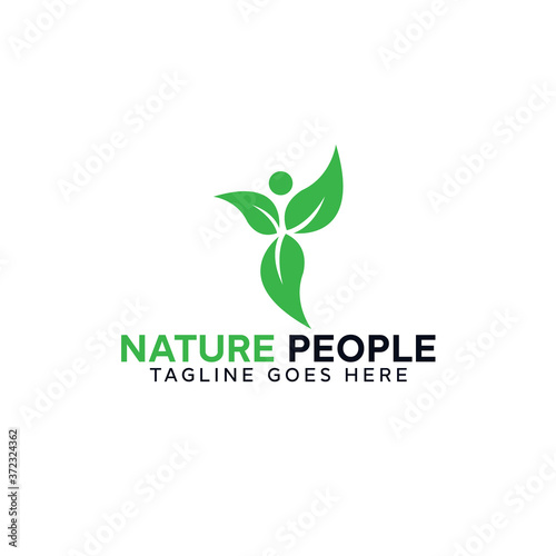 Nature People Green Leaf Vector Logo