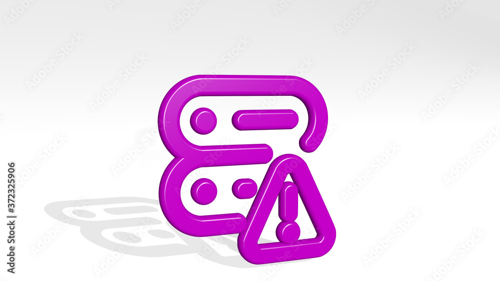 server warning 3D icon casting shadow, 3D illustration for data and computer server warning 3D icon casting shadow, 3D illustration for data and computer