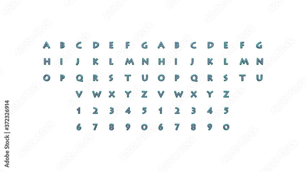 3D alphabets and numbers with matching perspectives on each side for building words with detailed calligraphy on a white background 3D alphabets and numbers with matching perspectives on each side for building words with detailed calligraphy on a white background
