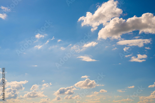 Fototapeta Naklejka Na Ścianę i Meble -  Beautiful blue summer sky with fluffy clouds