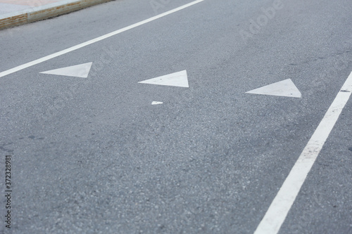 road markings on asphalt close up