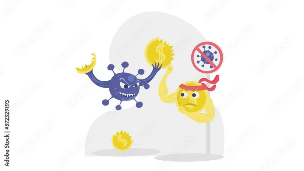 Strong gold coin trying to fight with coronavirus Strong gold coin trying to fight with coronavirus