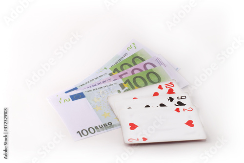money playing cards dice