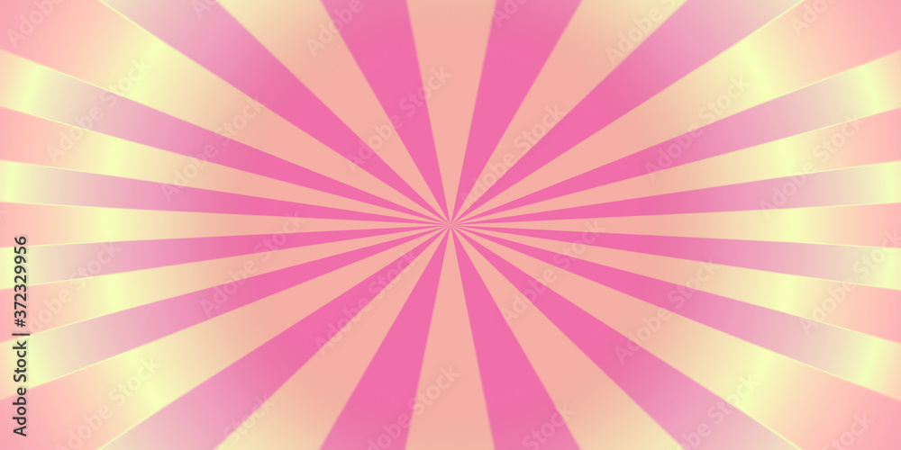 centered rays in pink, yellow and peach