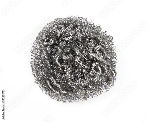 Steel wool scrub pots isolated on white background.
