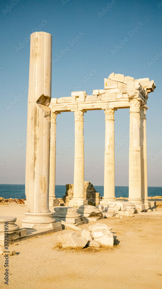 The ruins of the Temple of Apollo at Side, Antalya, Turkey.