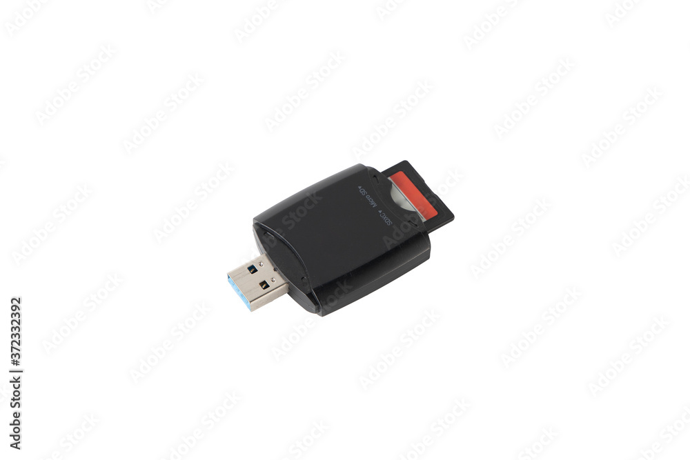 3.0 Black memory Card reader on white background 3.0 Black memory Card reader on white background
