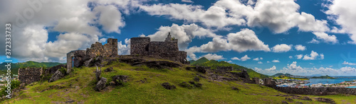A panorama view across Fort Louis above the settlement of Marigot in St Martin photo