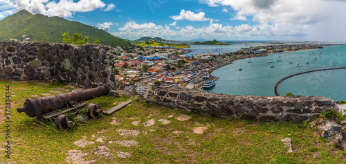 A panorama view from Fort Louis above the settlement of Marigot in St Martin photo