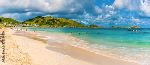 A panorama view along Orient beach in St Martin photo