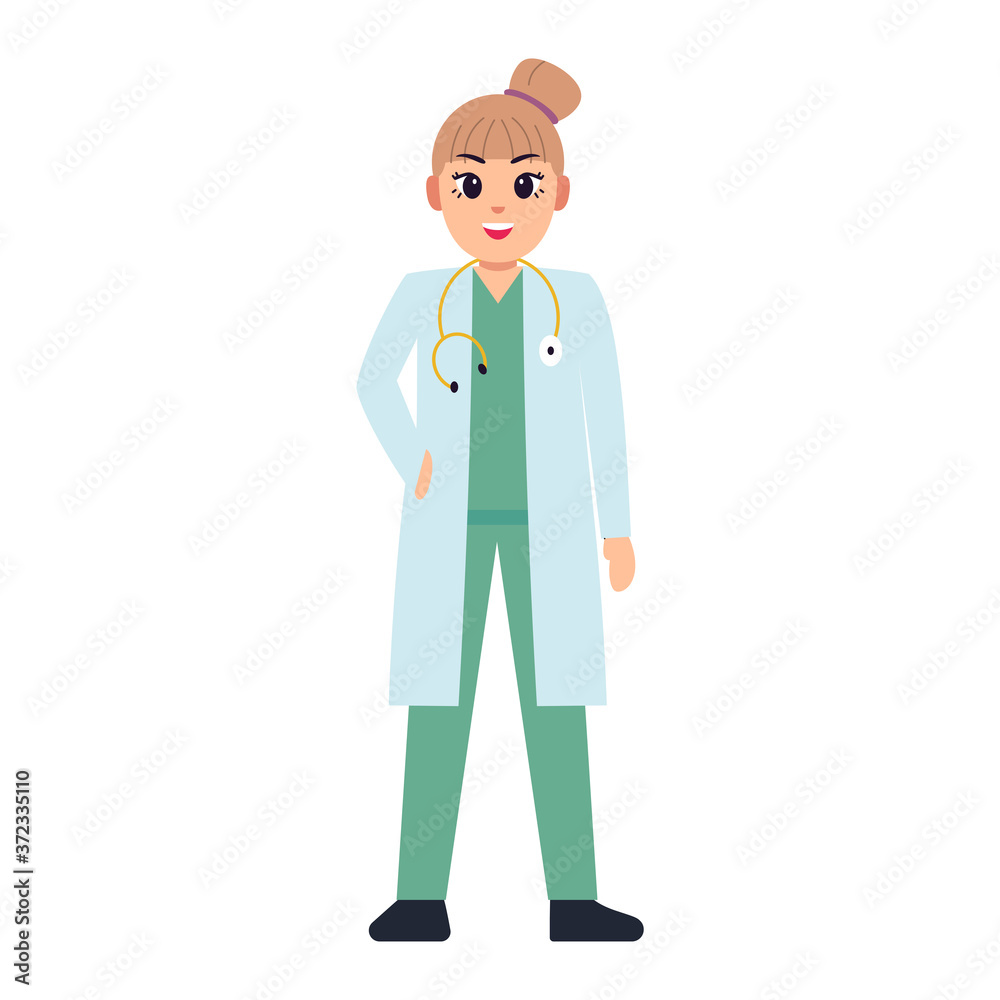 Isolated woman doctor cartoon. Medical profesional - Vector Isolated woman doctor cartoon. Medical profesional - Vector