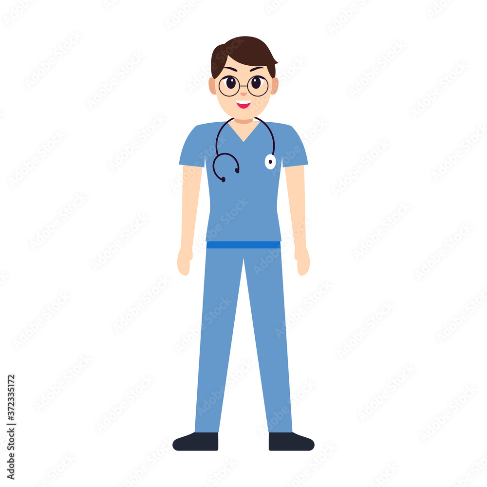 Isolated happy doctor cartoon. Doctor icon - Vector Isolated happy doctor cartoon. Doctor icon - Vector