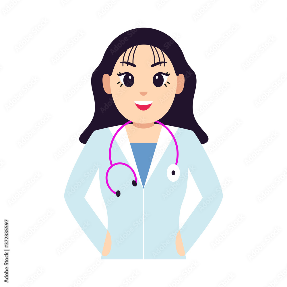 Isolated woman doctor cartoon. Medical profesional - Vector