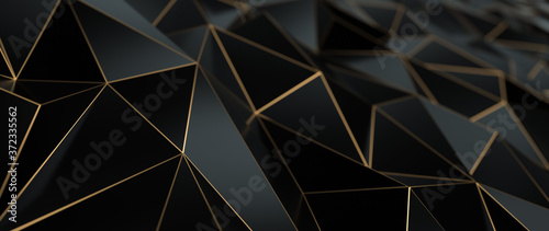 Abstract Black Polygonal Background - 3D Illustration
