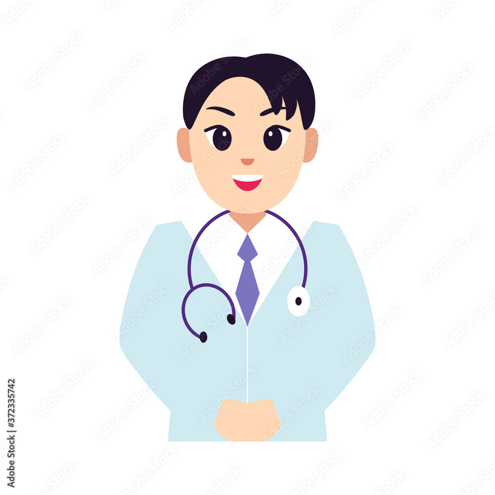 Isolated happy doctor cartoon. Doctor icon - Vector Isolated happy doctor cartoon. Doctor icon - Vector