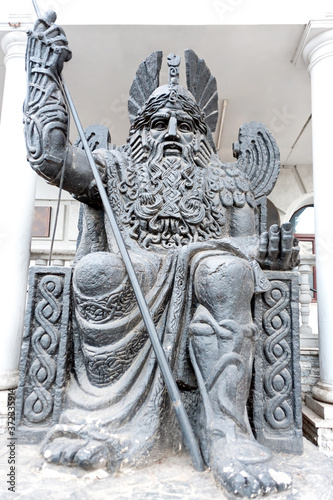 Close up of an ancient warrior statue in Odesa Ukraine