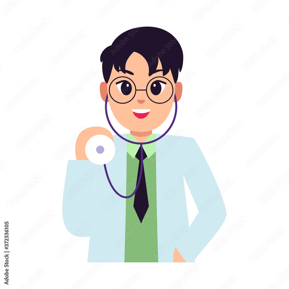 Isolated happy doctor cartoon. Doctor icon - Vector Isolated happy doctor cartoon. Doctor icon - Vector
