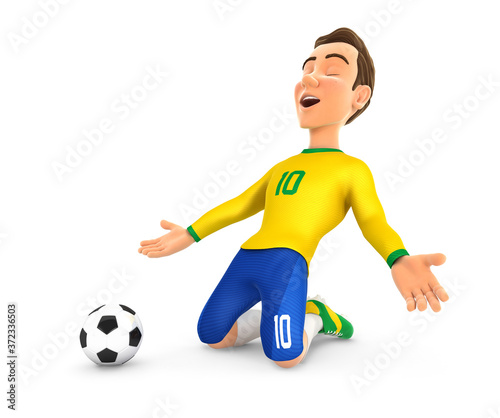 3d soccer player with yellow jersey goal celebration