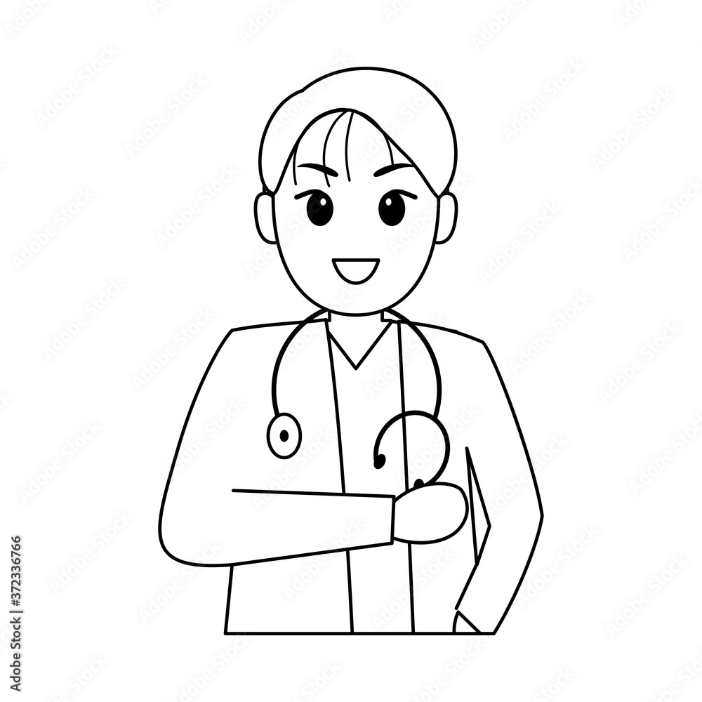 Isolated happy doctor cartoon. Doctor icon - Vector Isolated happy doctor cartoon. Doctor icon - Vector