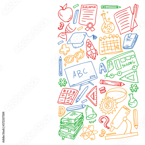 Back to School Supplies. School online e-learning, internet education. College, university.