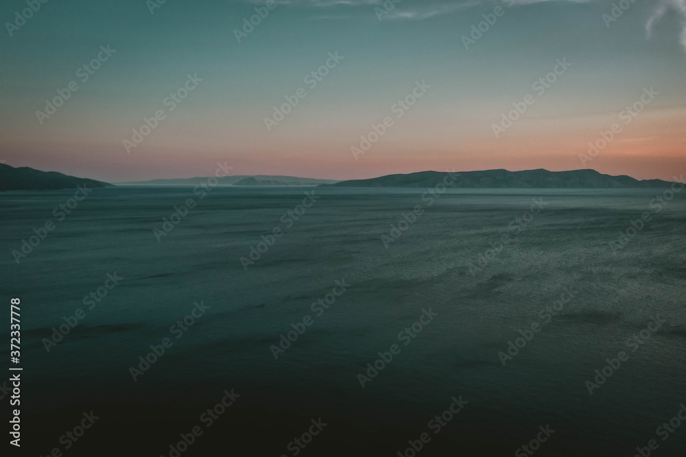 The sea in Croatia with beautiful sunsets.