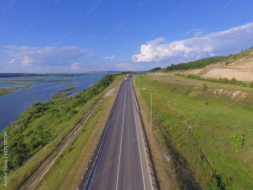 Road near Volga river. Tatarstan, Russia