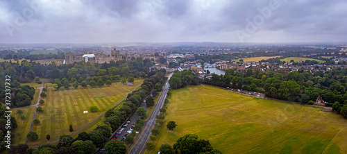 Aerial view of the Windsor castle and the river Thames photo