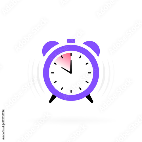 Ringing alarm clock label. Wake up. Time to get up. Modern Vector illustration