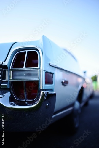 blue car on the road
