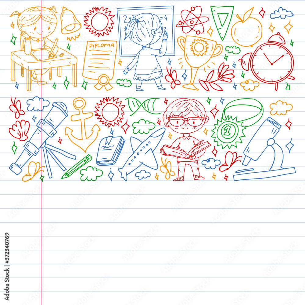 Imagination and creativity. Vector illustration with little children. Imagination and creativity. Vector illustration with little children.