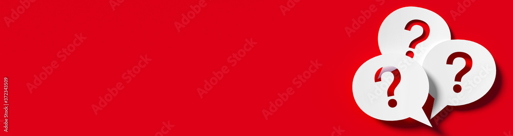 Question mark in front of a red color wall background. Business support concept - 3D Rendering. Question mark in front of a red color wall background. Business support concept - 3D Rendering.