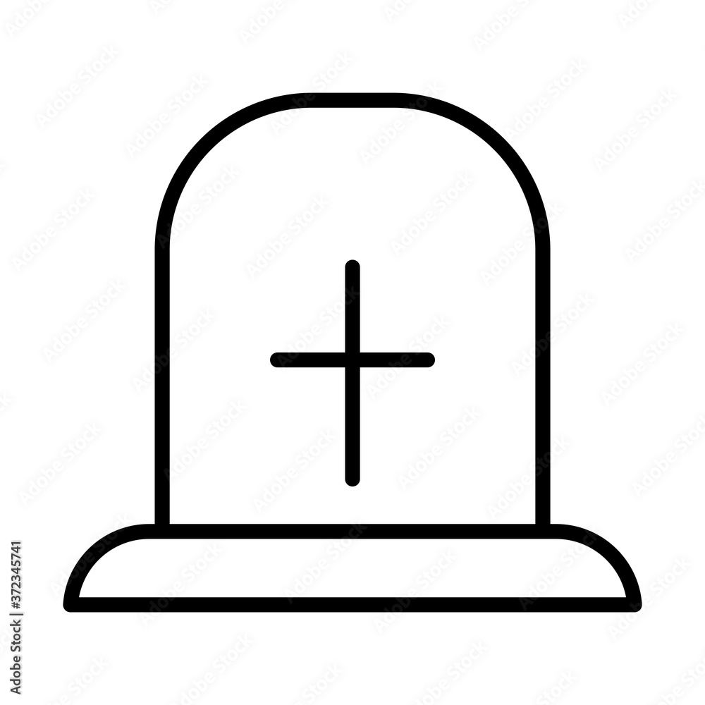 Obraz premium happy halloween, gravestone trick or treat party celebration linear icon design