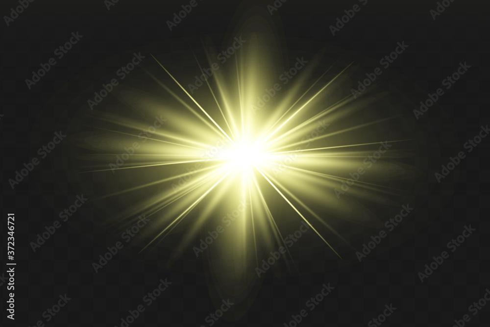 Glow isolated yellow light effect, lens flare