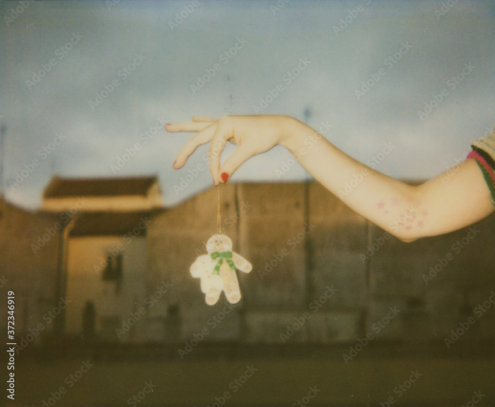 Old Polaroid photo of Christmas decoration Stock Photo | Adobe Stock