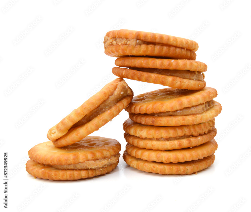 Stack of peanut butter cookies on white background Stack of peanut butter cookies on white background