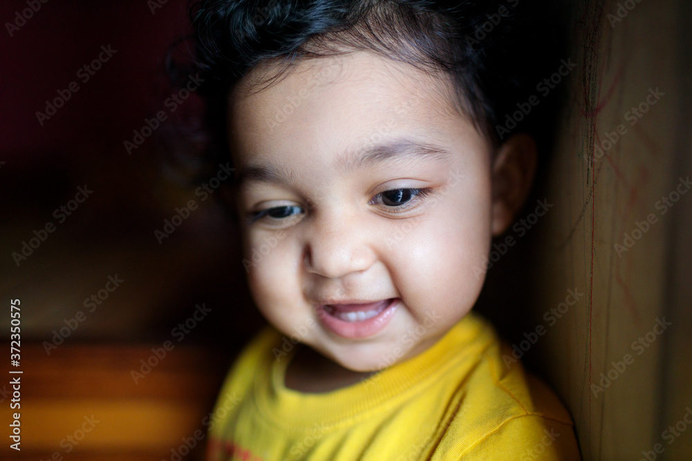 Close up portrait of cute baby girl smiling Close up portrait of cute baby girl smiling