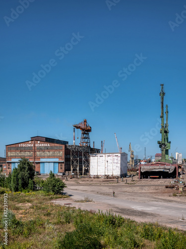 Legendary cranes in Gdansk`s shipyard.