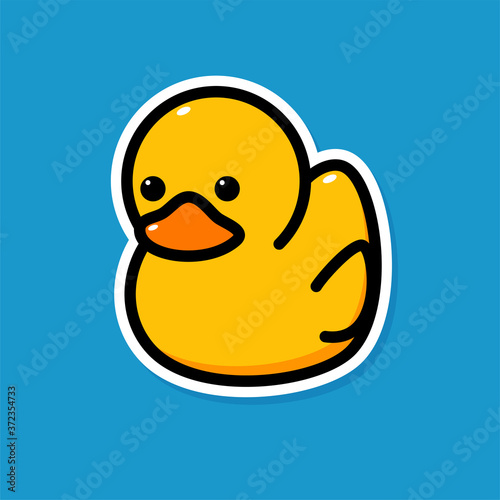 A duck in a blue background. Isolated Vector Illustration