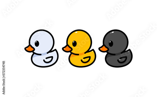 Three Baby Duck in a white background. Isolated Vector Illustration