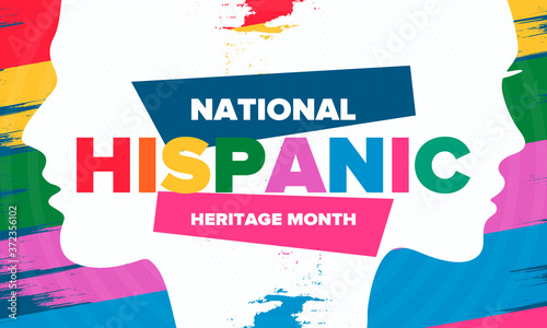 National Hispanic Heritage Month in September and October. Hispanic and Latino Americans culture. Celebrate annual in United States. Poster, card, banner and background. Vector illustration