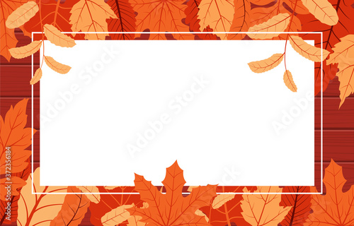 Autumn Fall Season Leaf Greeting Invitation Card Wood Background Bouquet