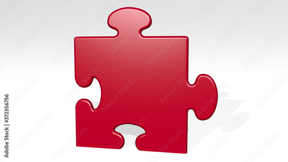 piece of puzzle 3D icon casting shadow, 3D illustration for background and white piece of puzzle 3D icon casting shadow, 3D illustration for background and white