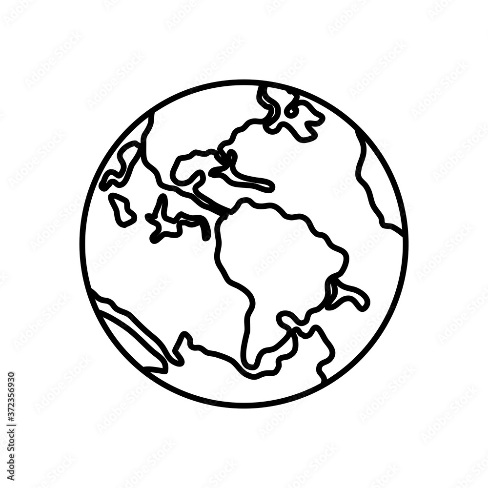 earth planet icon, line style